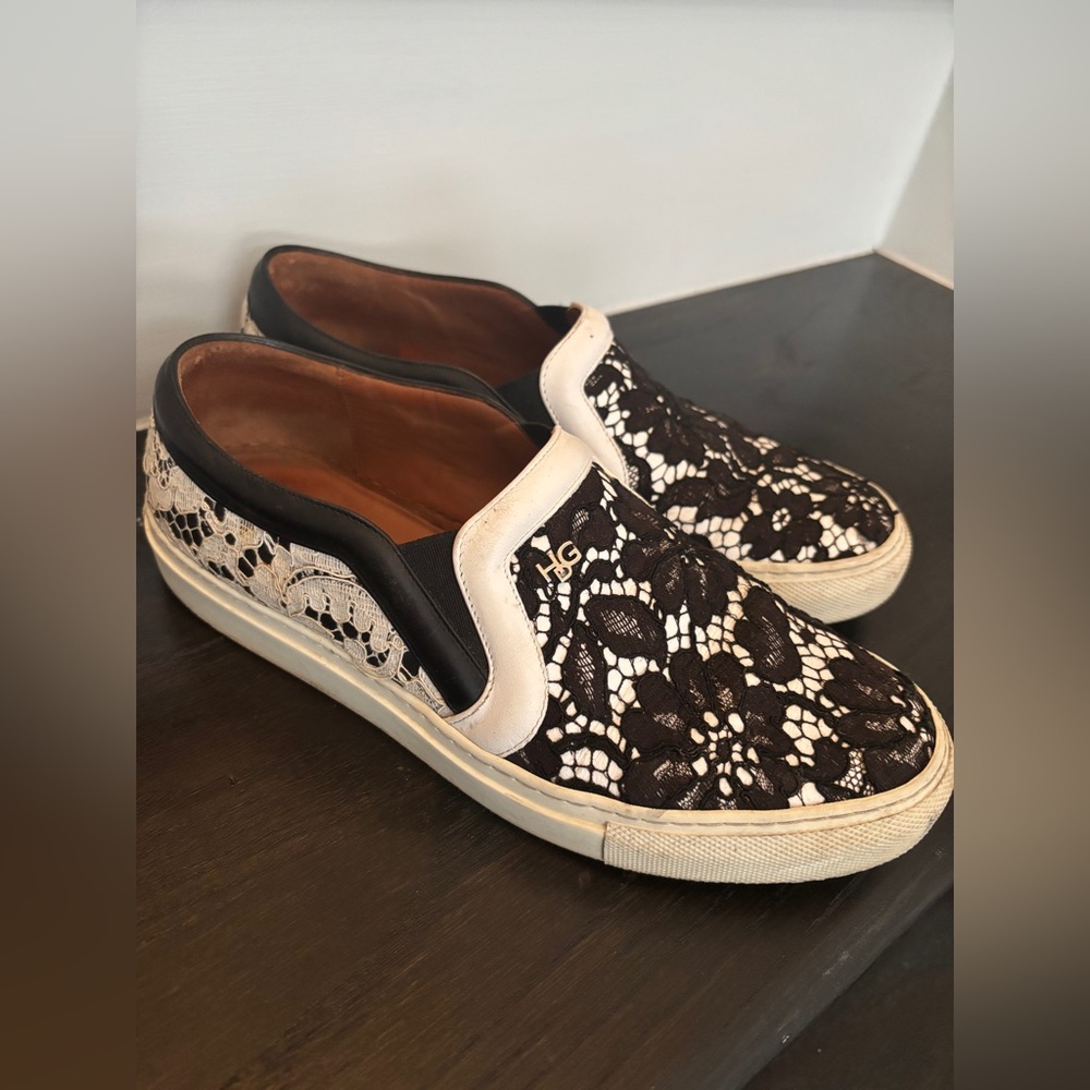 Givenchy Black and White Lace Slip-On Women Shoes